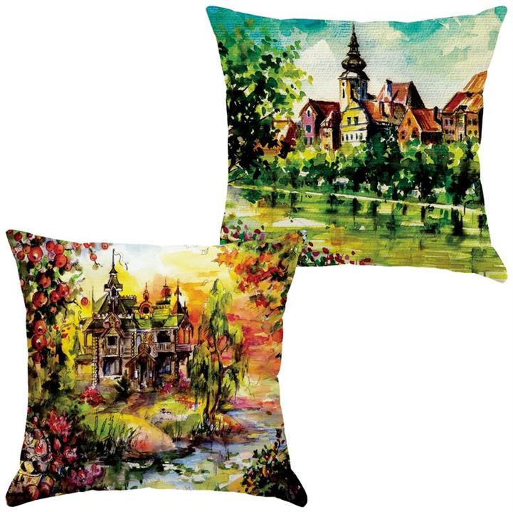 کاور کوسن جفتی مخمل رنس مدل C21-10039-40 سایز  43x43 سانتی متر